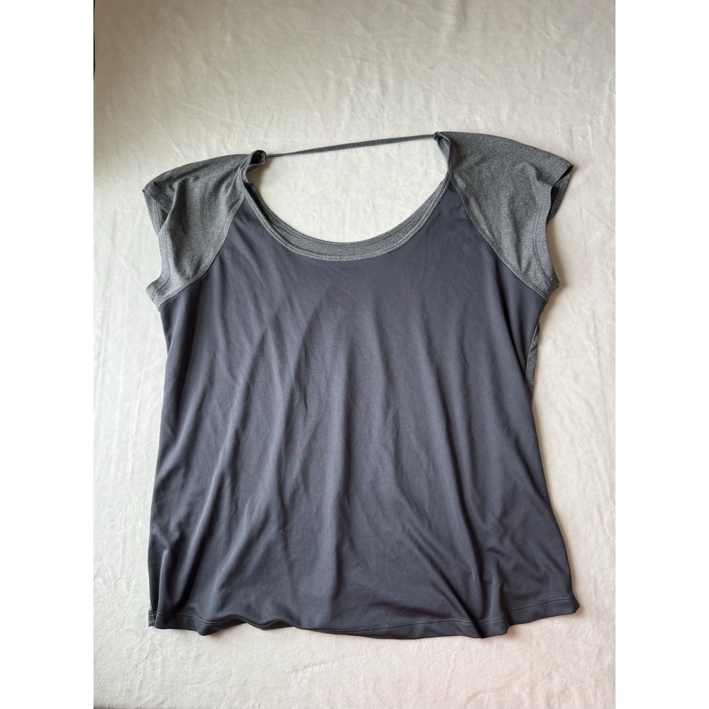 Sport Essentials Womans Top Athletic Short Sleeve Tunic Open Back Gray Size 3X